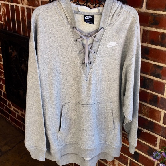 Last! Woman’s Nike Club Lace-up Sweatshirt - Picture 2 of 3